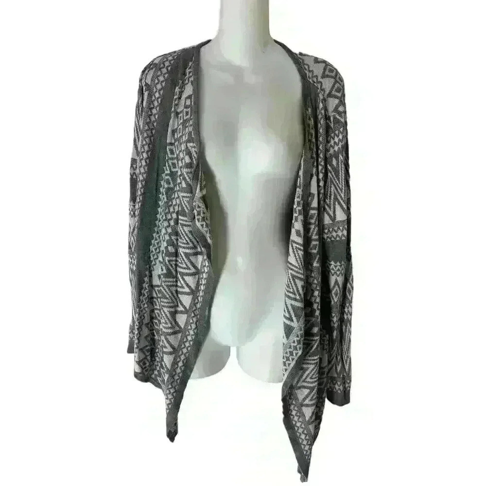Faded Glory Sweater Women's Size XL Gray White  Cardigan Sweater Ladies XL